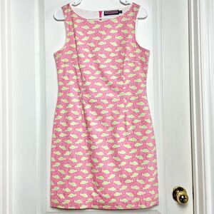 Vineyard Vines Lined Pink/Green Sleeveless Fish Dress Women’s Sz 6